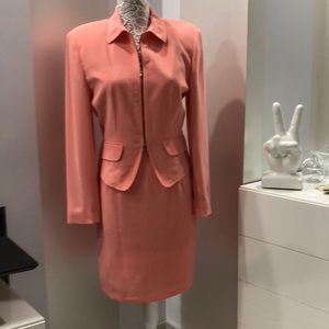 Peach color 2-piece suit with padded shoulder-line